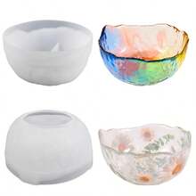 Molde de silicone (1 peça) para tigela de gesso, molde de resina para tigela grande, molde para bandeja, molde para fruteira, molde redondo para recipiente de salada, prato, vaso de flores, molde para fundição de resina epóxi para armazenamento de joias. - Redondo - Ver 8