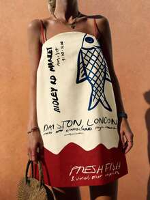 Đầm đi biển phong cách Bohemian mới lấp lánh hình sao biển, đầm ngắn dáng chữ A nhiều màu sắc với dây đeo mảnh, kiểu dáng vừa vặn, thích hợp cho các bữa tiệc mùa hè thanh lịch. - Nhiều màu - Xem 2