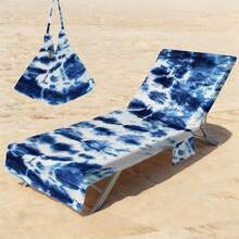 1pc Tie-Dye Super Fiber Beach Chair Cover With Design - Lightweight, Breathable Pool Lounger Towel With Pockets, Ideal For Travel & Beach Holidays, Poolside Essentials|Summer Style Cover|Portable Beach Cover, Beach Towel ﻿ - Multicolor - View 5