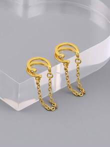 1pc Fashionable Minimalist Elegant Versatile Gold Ear Cuff, Suitable For Teenage Girls Daily, Festival And Party Wear - Ear Bone Clip - View 3