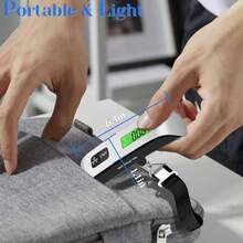 Báscula digital de equipaje y pesca de 50 kg; báscula portátil de mano con pantalla LCD retroiluminada y 4 opciones de unidad; diseño antideslizante; adecuada para maletas, mochilas y paquetes - Multicolor - Ver 3