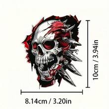 Gothic Skull Sticker - Horror Tattoo Style Design - Halloween Skeleton Pattern - Suitable For Cars, Trucks, Motorcycles, Tablets, Walls, Doors, Windows, Yachts, Fishing Boats - A - View 3