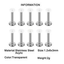 10PCS/Set Cute Flesh Color&Transparent Round Flat Acrylic Labret Studs Invisible Flat Back Lip Nose Lobe Helix Tragus Stainless Steel Internal Threaded 16G Piercing Earring Simple For Male&Female - 10 Lip Studs - View 10