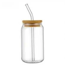 A Set Of Glass Cups, Each With A Capacity Of 550 Ml, Comes With A Lid And A Glass Straw, With One Designed To Resemble A 13.5 Oz And 18.2 Oz Beer Can.These Attractive And Reusable Cups Are Perfect For Enjoying Whiskey, Iced Coffee, Tea, Soda, And Cocktails. - 1 Item - View 6