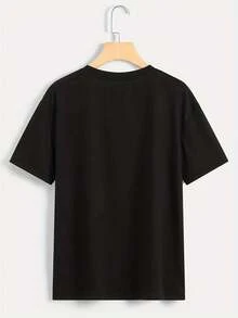 ¿Para Hombre un drama coreano? My Relax?Camiseta de manga corta con estampado de letras y eslogan, top casual de cuello redondo para verano y primavera, ropa de mujer para uso diario. - Negro - Ver 2
