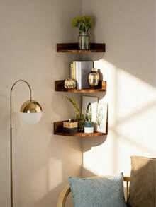 1pc/3pcs Corner Wall Shelf Floating Shelves Storage Rack Display Shelf Organizer Space Saving Room Decor For Living Room Bedroom Bathroom Kitchen Office Plant Books Candle Decor Wall Mounted Shelf Apartment Dorm Home Entryway Shelf Organizer Rack - Multicolor - View 3
