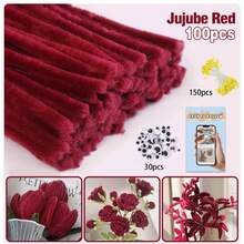 Tự làm bó hoa bằng dây buộc xoắn từ chất liệu nỉ. - 281 chiếc màu đỏ - Xem 18