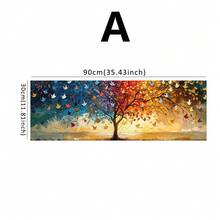 Frameless, 2D Flat Life Tree Canvas Art Print - Abstract Wall Decor Art - Vintage Style Art Decor - Geometric Landscape Theme Suitable For Kitchen, Bathroom, Living Room, Bedroom, Dining Room - Indoor Decorative Painting - Horizontal Frameless Art Piece - Multicolor - View 7