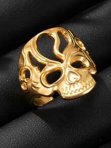 4pcs 18K Gold Plated Rings, Fashionable Y2K Vintage Minimalist Stainless Steel Adjustable Rings For Men, Daily Wear, Gift For Friends, Boyfriend, Essential Accessory - Gold - View 14