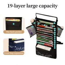 Túi đựng đồ dùng học tập treo bàn chống trượt 13 tầng, chống thấm nước với các ngăn lưới có thể tháo rời (Đen/Xanh navy) - Nhiều màu - Xem 4