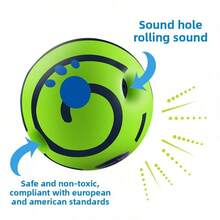 宠物狗玩具、自玩球、笑声球、滚动发声球、咀嚼玩具、耐用防咬、逗狗玩具、训练和陪伴玩具。 - 綠色 - 查看 3