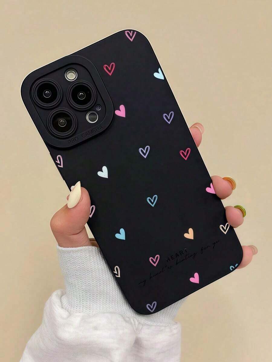 Funda de teléfono de TPU con elemento de corazón negro de moda, 1 pieza. Funda de teléfono de TPU a prueba de golpes, resistente al agua y a los arañazos, con diseño de ojo de ángel con forma de corazón colorido, compatible con iPhone 16, 15, 14, 13, 12, 11 Pro Max, regalo de cumpleaños o aniversario,mobile phones, bags, mobile accessories, phone cases, room decoration, accessories, transparent phone cases, summer, phone straps, men's phone cases, black phone cases, pink phone cases, mobile case for men, mobile case for women, mobile phone protection, beach accessories, strawberry treats, phone protection covers.