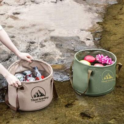 1 chậu nước gấp gọn đa năng, bồn tắm xếp gọn, thùng rác di động, xô gấp gọn nhẹ có tay cầm, thích hợp cho cắm trại, rửa chén, giặt giũ, câu cá, đi bộ đường dài.