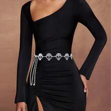 1 chiếc dây thắt lưng phong cách retro cá tính, dây thắt lưng họa tiết bohemian, dây xích váy, dây xích quần, phù hợp cho nữ mặc hàng ngày và dự tiệc. - Siiver - Xem 1