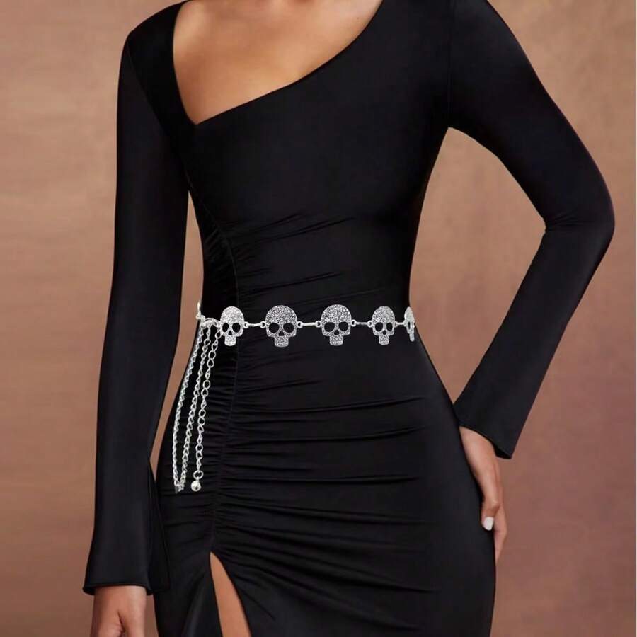 1 chiếc dây thắt lưng phong cách retro cá tính, dây thắt lưng họa tiết bohemian, dây xích váy, dây xích quần, phù hợp cho nữ mặc hàng ngày và dự tiệc. - Siiver - Xem 1