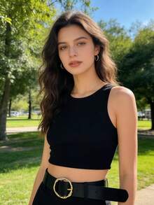 3件套女士牛仔裤腰带，黑色、棕色、白色可选，休闲时尚复古优雅百搭真皮腰带，配闪亮金色钻石扣，可调节，适用于牛仔裤、裙子、外套。 - 圓口帶鑽 - 查看 4