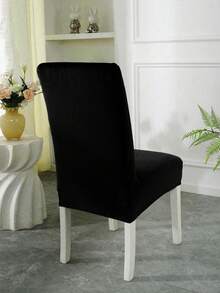 1 Pieza o 4 Piezas Fundas de Silla de Comedor de Terciopelo - Suaves, Lavables, Elásticas y Ajustadas, Diseño Liso. Ideales para Sillas de Comedor, Sillas de Banquete y Uso en el Hogar, Restaurante o Fiesta. Perfectas para Navidad y Otras Festividades. - Negro - Ver 4