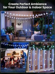 1PC 20/50/100 LED Solar Crystal Bubble Ball Light String -8 Flashing Modes, Waterproof Fairy Light, Outdoor Garden Light String, Suitable For Garden, Courtyard, Tree, Lawn, Porch, House, Balcony, Pavilion, Tavern, Wedding, Party, Festival Decoration - White-8Mode - View 8