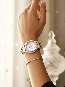 Fossil 时尚银色水晶石英女表，防水，夜光，女士腕表，情人节礼物 ES3463 - 白色 - 查看 5