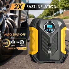 【Carsun品牌推荐 - 明星产品】便携式轮胎充气泵，150PSI，数字显示版 - 纯铜电机大功率22缸自行车气泵，带LED灯，高亮度夜间充气泵，充气后自动断电，适用于汽车、摩托车、自行车、球类等。 - 明星產品-有線數顯款 - 查看 3