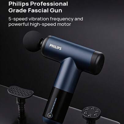 PHILIPS PPM7304DB 筋膜槍迷你，肌肉按摩器，肌膜搶，放鬆頸膜槍，五檔震動頻率，小巧便攜，6kg強推力爆發，運動居家