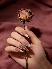 10pcs/1set Handmade Press On Nails For Women, 3D Acrylic Long Stiletto Fake Nails, Hand Painted Leopard Print & 3D Flower Design With Gold French Line, Luxury Reusable Artificial Manicure Nails For Bridal And Casual Wear - Nhiều màu - Xem 5