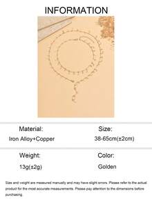 2pcs/Set Gold Moon Tassel Necklace, Fashionable Versatile Y-Shaped Long Necklace, Unique Neck Jewelry Suitable For Daily Wear And Party/Music Festival, Chain Length Can Be Customized - Gold - View 5