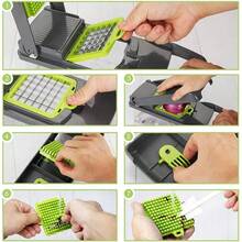 15 In 1 Kitchen Vegetable Chopper And Cooking Ingredient Slicer, Kitchen Small Tool, Multifunctional Vegetable And Fruit Slicer, Vegetable Slicer, Cheese Slicer, Handheld Vegetable Slicer, Carrot Slicer, Nut Grinder - Green - View 7