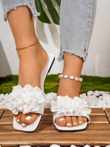 planare Dép lê nữ thời trang thường ngày, tối giản, kiểu dáng nghỉ dưỡng, mũi vuông, thoải mái, nhẹ, màu be, thích hợp cho mùa hè. - Màu be - Xem 5