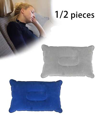 1/2 chiếc gối du lịch bơm hơi, gối vuông bằng vải nhung, siêu nhẹ và nhỏ gọn, thích hợp cho du lịch, cắm trại, leo núi, ngủ trưa, kê tay khi làm việc văn phòng, hỗ trợ cổ và lưng.