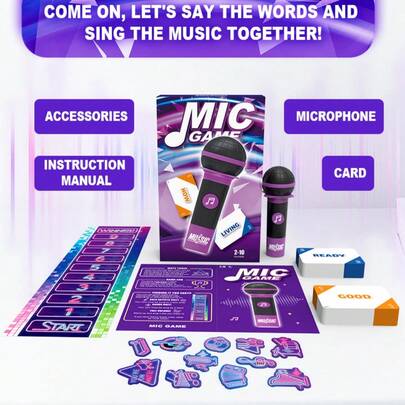 Game - Family Karaoke Game For 2-10 Players - Silly Singers Board Game - Includes 250 Lyric Cards, Two Color Options, Perfect For Fun Game Nights, Birthday Parties, Family Gatherings, Ice Breakers, Music Games, And Family Card Games