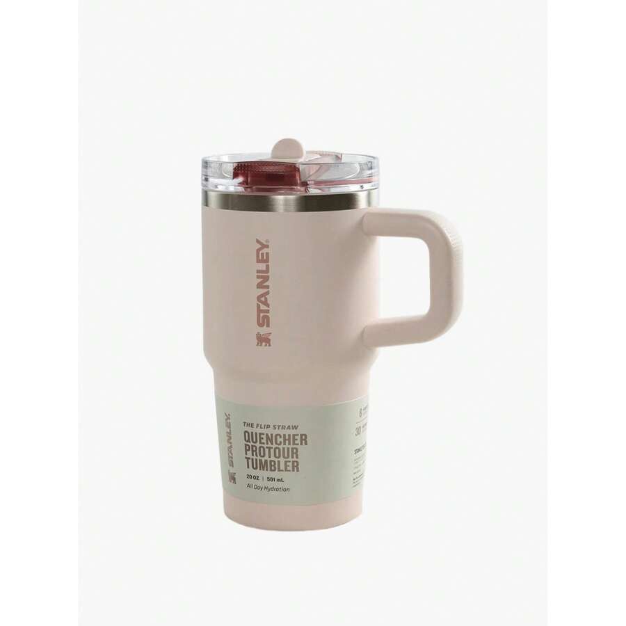 STANLEY - The Quencher Pro Tour Flip Straw Tumbler 20oz With Handle & Straw, Stainless Steel Vacuum Travel Mug, Leakproof Lid, Large Capacity Cup, Keeps Drinks Cold All Day, For Water, Coffee, Iced Drinks 10-21319-0017 - 1052 ROSE QUARTZ - View 1