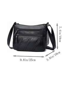 Phiên bản Hàn Quốc của chiếc túi xách đa năng và thanh lịch dành cho phụ nữ trung niên - Túi dành cho các bà mẹ. Túi đeo vai và đeo chéo nhiều lớp bằng da mềm mại, thời trang. - màu đen - Xem 4