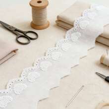 16Yards Cotton Eyelet Lace Trim 5cm Embroidered Scalloped Ribbon For DIY Sewing Craft Thick Lace Edge Fabric Decoration Clothes Upgrade - W - View 7