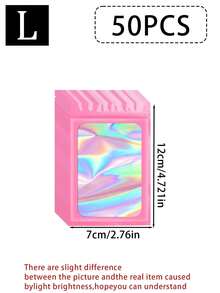 100/50/20/5pcs Reusable Ziplock Bags, Various Sizes Reusable Ziplock Bags, Transparent Holographic PVC Jewelry Bags, Colorful Plastic Aluminum Foil Bags, Multiple Sizes And Colors Available - Multicolor - View 39