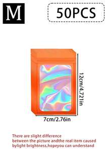 100/50/20/5pcs Reusable Ziplock Bags, Various Sizes Reusable Ziplock Bags, Transparent Holographic PVC Jewelry Bags, Colorful Plastic Aluminum Foil Bags, Multiple Sizes And Colors Available - Multicolor - View 73