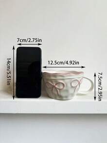 CMYD Studio 1pc Bow Ceramic Mug, Delicate Minimalist Bow Large Capacity Couple Cups, Suitable For Home Decor, Drinking Water, Candlelight Dinner, Latte Art, Valentine's Day & Holiday Gift, Exquisite Present Back To School - Multicolor - View 3