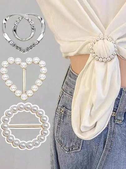 3件套服装角结扣，T恤腰部装饰环和创意丝巾扣，适用于衣服、腰带和围巾