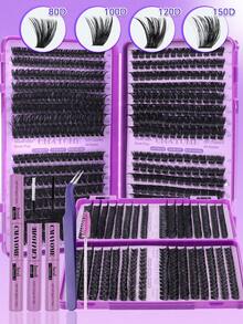 Bộ 640/480 sợi mi giả dung lượng lớn, 30D + 40D + 50D + 60D + 80D + 100D + 120D + 150D. Kiểu dáng tự nhiên, bao gồm keo và dụng cụ gắn. Độ dài D được trộn lẫn từ 9mm đến 16mm. Thích hợp cho người mới bắt đầu sử dụng tại nhà hoặc làm quà tặng cho bạn bè. - Màu tím - Xem 4