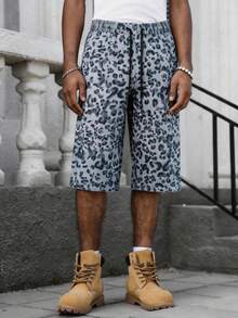 Men's Elastic Waist Leopard Print Casual Breathable Versatile Shorts, Summer - Multicolor - View 5