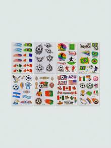 8Pcs Temporary Tattoos Cartoon Football Soccer Fans Celebrate Face Arm Makeup Fake Tattoo Stickers Waterproof And Sweatproof Temporary Tattoo Sticker - Multicolor - View 11