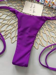 Bộ bikini hai mảnh gợi cảm buộc dây cổ và quần tam giác dành cho nữ, thích hợp mặc đi biển mùa hè. - Nhiều màu - Xem 5