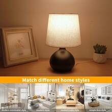 1pc Retro Nordic Style Fabric Table Lamp, With Metal Base, Fabric Lampshade And USB Cable - Dimmable Warm Light Lamp With Switch Control, Suitable For Bedroom, Study, Office Desk, Bedside And More Occasions - Yellow - View 9