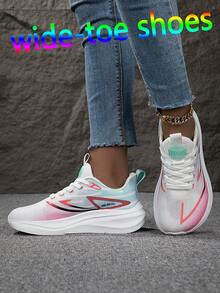 女士运动鞋，女士宽头运动鞋，时尚百搭，网面透气，厚底，皮革拼接，轻便舒适，适合学生、户外、派对、洛丽塔风格、亮片网面、美人鱼款式、女士假日旅行鞋，镂空透气跑步鞋 - 彩色 - 查看 5