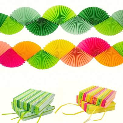 1套扇形横幅花环，婚礼纸扇花环，彩虹色墙面装饰派对装饰，生日、婚礼、大学、护士毕业、节日、新年等场合的背景天花板悬挂装饰，节日用品，生日派对用品，3D单身派对装饰（彩虹色）
