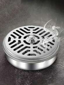 Portador portátil de espiral antimosquitos de acero inoxidable - Caja con tapa y asa para espirales antimosquitos - Plateado - Ver 9