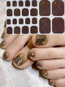 Nail Art Toe Stickers, Assorted Designs Including Glitter, Cartoon Hearts, Geometric Patterns, Solid Colors, Versatile Mixed Styles, Easy Application With Scraper - Multicolor - View 32