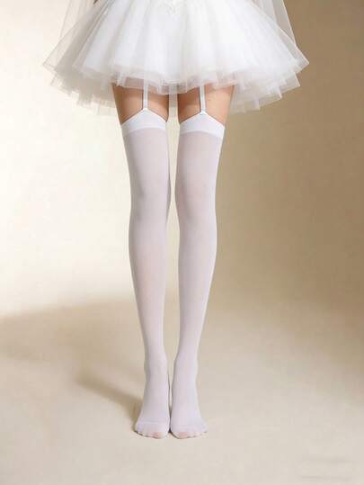 1 Paar weiße Strumpfhalter Strümpfe, sexy Strumpfhalter Strumpfhose für Hochzeitssaison, Party & Festival Alltagskleidung