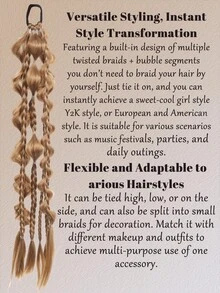 24 Inch Handmade Mixed Color Bubble Twist Braids - Vacation Style Hair Tie, Suitable For All Hair Types - Multicolor - View 5