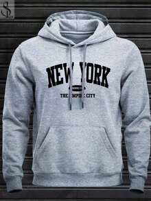 New York City Men's Unisex Kangaroo Hoodie Sweatshirt, Warm, Soft And Comfortable Winter Jacket, New Release, 100% Cotton - 灰色 - 查看 2